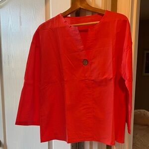 Orange Button-Up Blouse